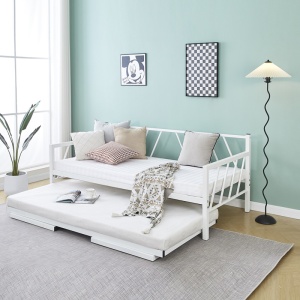 Canapea extensibila Bed-Sofa Remmie Alb 94x198x81 cm - Img 3