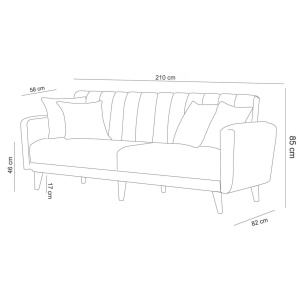 Canapea extensibilă cu 3 locuri Aqua Gri 210x85x82 cm - Img 8