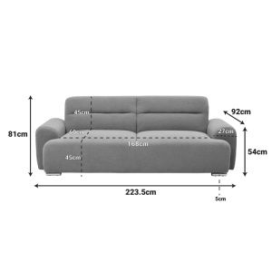 Canapea extensibila cu 3 locuri, Harmonious, Pako, Antracit 223.5x92x81 cm - Img 6