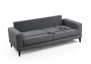 Canapea extensibilă cu 3 locuri Nordic Gri inchis 210x90x85 cm - Img 10
