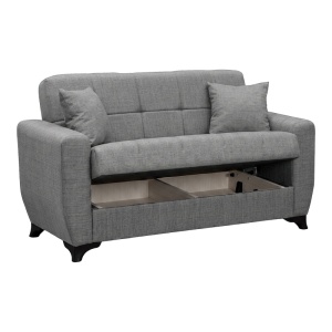 Canapea extensibila cu spatiu de depozitare Modesto, Gri, 155x75x85 cm - Img 4