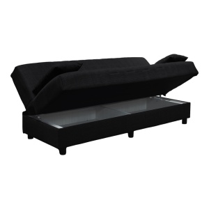 Canapea extensibila cu spatiu de depozitare Romina, Gri inchis, 180x75x85 cm - Img 4
