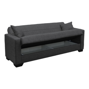 Canapea extensibila cu spatiu de depozitare Vox, Gri, 180x75x85 cm - Img 4