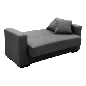 Canapea extensibila cu spatiu de depozitare Vox, Gri/Negru, 180x75x85 cm - Img 3