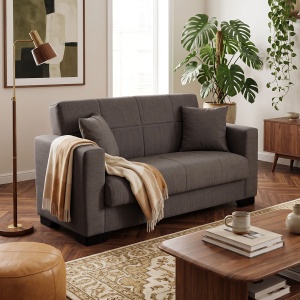 Canapea extensibila cu spatiu de depozitare Vox, Maro/Negru, 180x75x85 cm