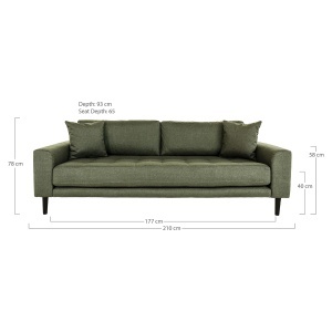 Canapea Lido, Verde masliniu , 93x210x76 cm
