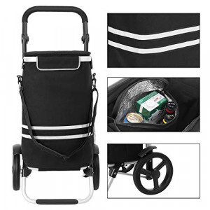 Carucior pentru cumparaturi, Songmics, Negru, 44x35x100 cm - Img 3