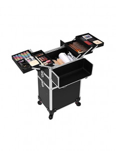 Carucior pentru machiaj profesional, Songmics, JHZ01B, Negru, 68.5 x 35 x 25 cm - Img 3