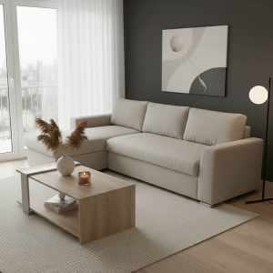 Coltar Dreapta Belle Bej 236x164x88 cm