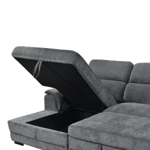 Coltar extensibil pe stanga cu spatiu de depozitare, Dreamora, Antracit, 167x270x82 cm - Img 7