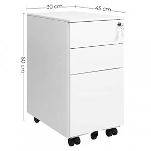 Comoda birou, Songmics, Alb, 30x45x60 cm - Img 5