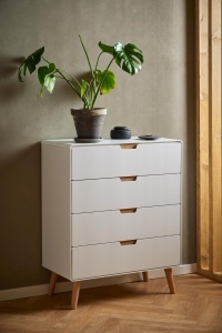 Comoda Lowell, Alb, 100x80x40 cm