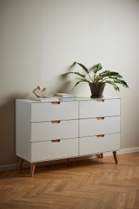 Comoda Lowell, Alb, 90x135x40 cm