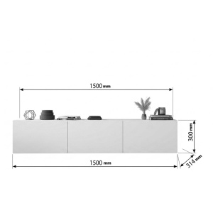 Comoda TV de perete Felita, Alb, 150x31.4x30 cm - Img 3