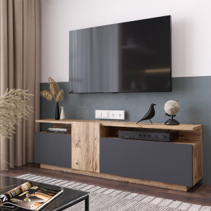 Comoda TV Elana sonoma - antracit 150x29.5x46.3cm - Img 4