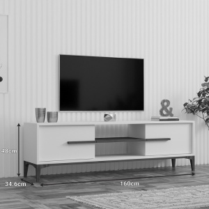 Comoda TV, Eslem, Pako, Alb 160x34.6x48.1 cm - Img 3