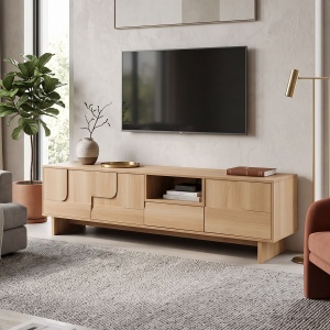 Comoda TV Jenfia, Natural, 180x39x45.5 cm