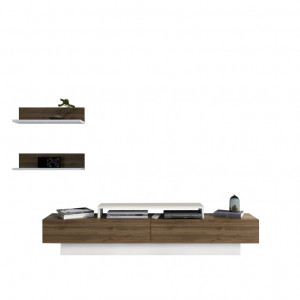 Comoda TV Lusi - Alb, Walnut - Img 3