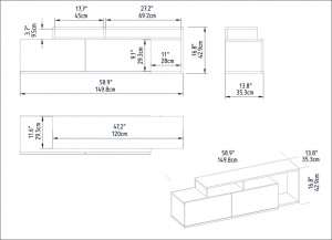 Comoda TV Nexera - Negru, Walnut - Img 5