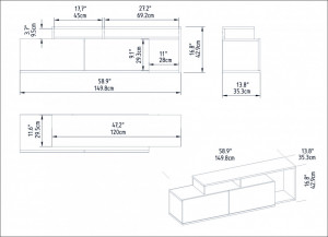 Comoda TV Nexera - Walnut, Negru - Img 5