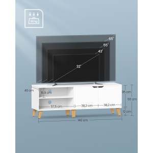 Comoda TV Vasagle Alb 140x40x45 cm - Img 4
