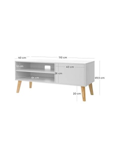 Comoda TV, Vasagle, LTV09WT, Alb, 110 x 40 x 49 cm - Img 4