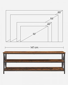 Comoda TV, Vasagle, Negru, 147x40x50 cm - Img 6