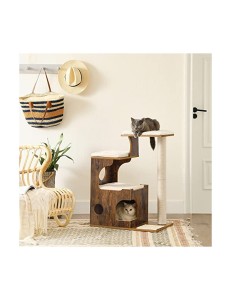 Copac pentru pisici, Feandrea, 86 cm, 3 perne, Maro Rustic - Img 3