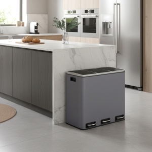 Cos de gunoi compartimentat Songmics Gri 61.7x35.2x56.4 cm - Img 3