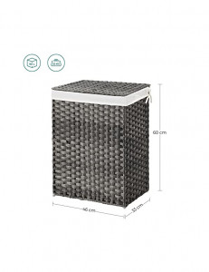 Cos de rufe, Songmics, 90L, LCB51WG, 46 x 33 x 60 cm - Img 4