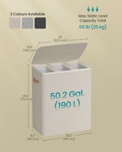 Cos de rufe Songmics Bej 64x40x75 cm - Img 6