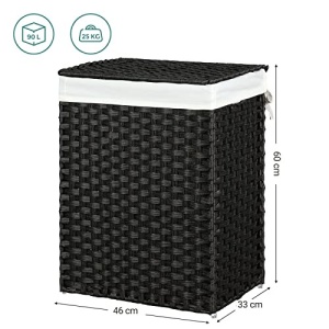 Cos de rufe, Songmics, Negru, 45.5x32x61 cm - Img 4