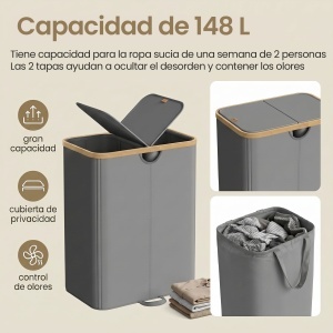 Cos de rufe Songmics, Roxanne, Gri inchis, 52.5x38.5x75 cm - Img 5