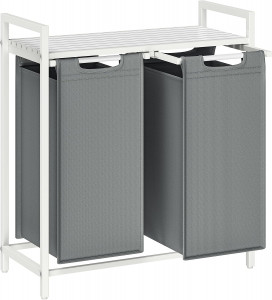 Cos de rufe, Vasagle, Alb-Gri deschis, 73x33x71 cm - Img 2