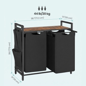 Cos de rufe Vasagle, Brenta, Negru, 71.3x33x72 cm - Img 3