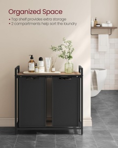 Cos de rufe Vasagle Negru 2 x 46L, 73 x 33 x 72 cm - Img 4