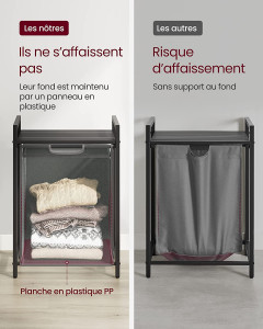 Cos de rufe, Vasagle, Negru-Gri, 50x33x76 cm - Img 5