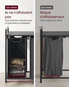 Cos de rufe, Vasagle, Negru-Gri, 92.5×33×72 cm - Img 5