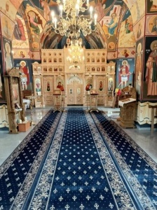 Covor biserica Traversa, Lotos, Albastru, 80x300 cm, Delta 15033 810