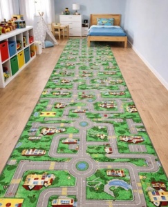 Covor copii Traversa, Print, Verde, 100x600 cm, Delta