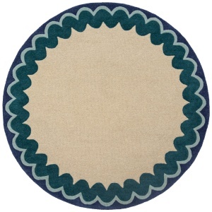Covor rotund Wiggle Wool Turcoaz 160x160 cm - Img 5