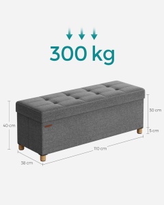 Cufar depozitare Gri Songmics 38 x 110 x 40 cm - Img 5