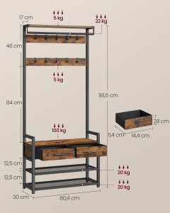 Cuier intrare Vasagle Maro 80.4x30x181.6 cm - Img 6
