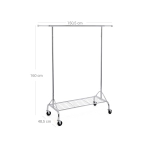 Cuier pe roti Songmics Argintiu 102x39x6.5 cm - Img 6