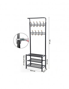 Cuier, Songmics, Metal, Negru, 68 x 35 x 187 cm - Img 4