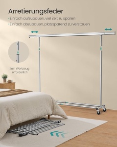 Cuier stander Argintiu Songmics 200x45x161.5 cm - Img 5