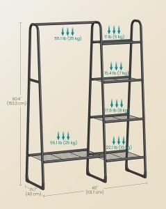 Cuier stander Negru Songmics 101.7x40x153.3 cm - Img 6
