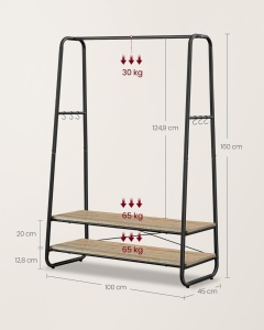 Cuier Vasagle Turcoaz 100x45x160 cm - Img 5