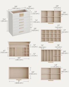 Cutie bijuterii Songmics Alb 25.1x16.3x29 cm - Img 5