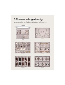 Cutie de bijuterii, Songmics, Alb, JBC138, 6 sertare - Img 3